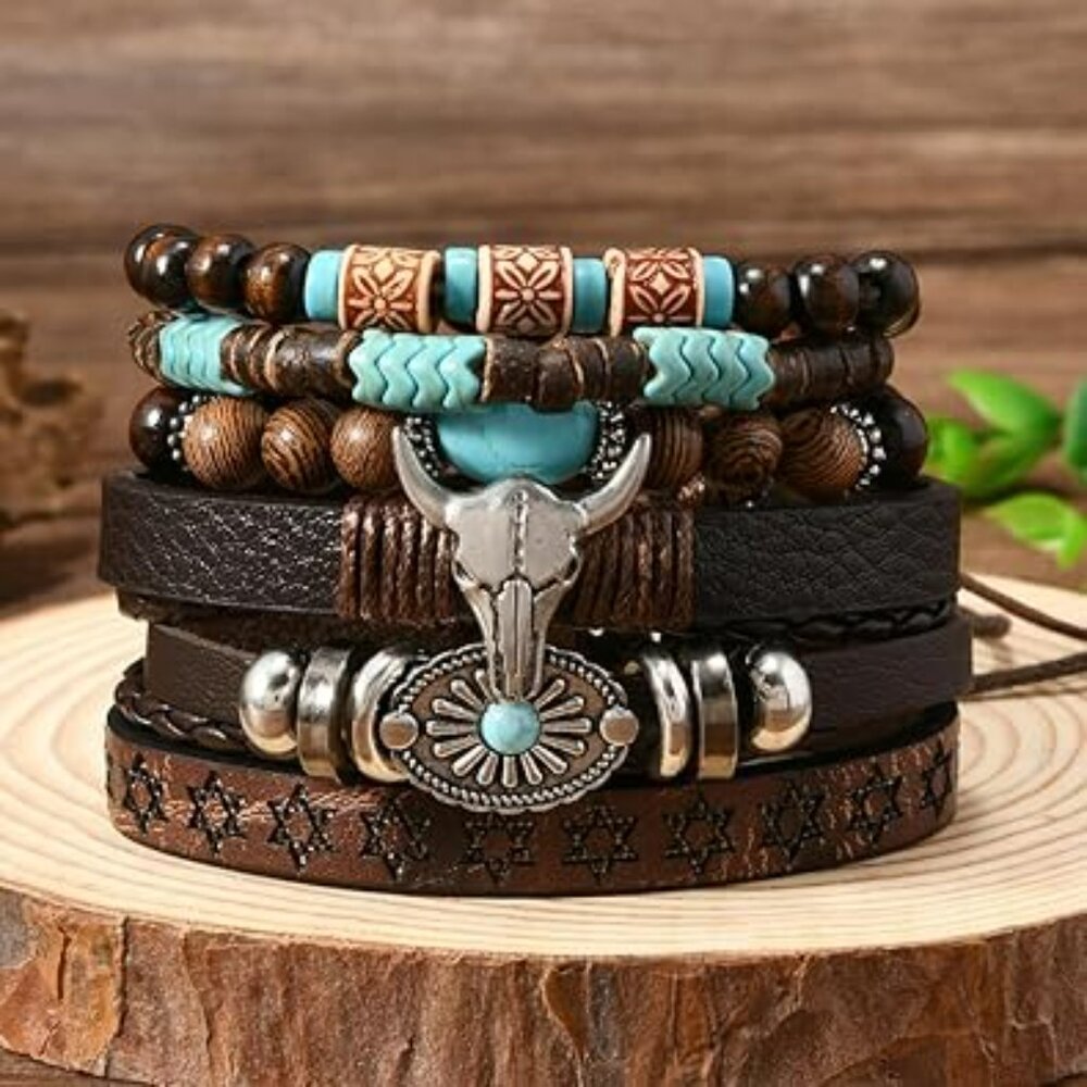 Western Bracelet Boho Stackable Turquoise Bracelet Southwestern Stretch Band